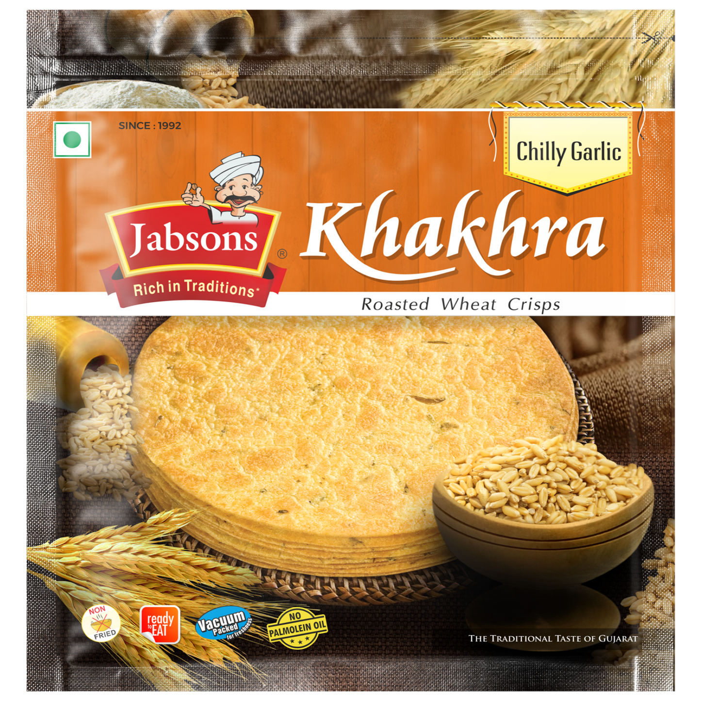 Jabsons Khakhra Chilly Garlic 180g
