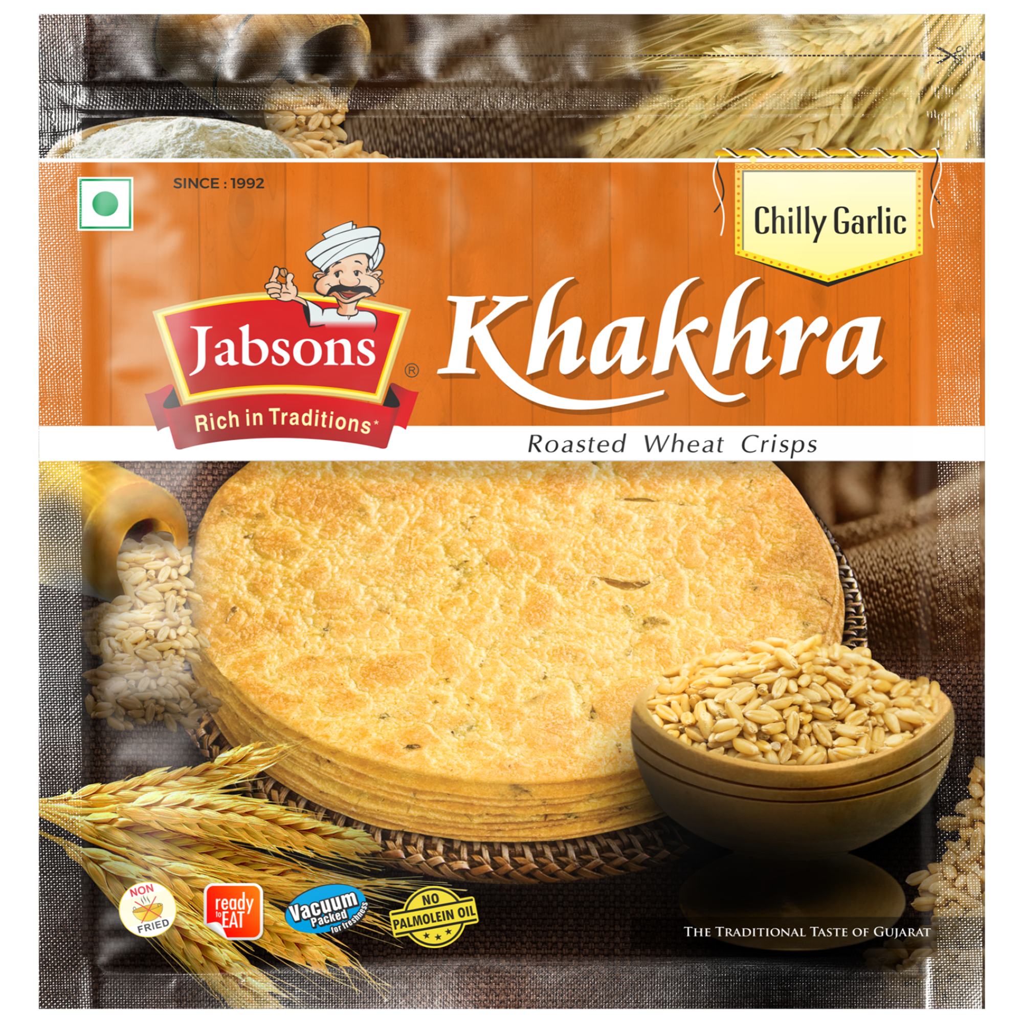 Jabsons Khakhra Chilly Garlic 180g