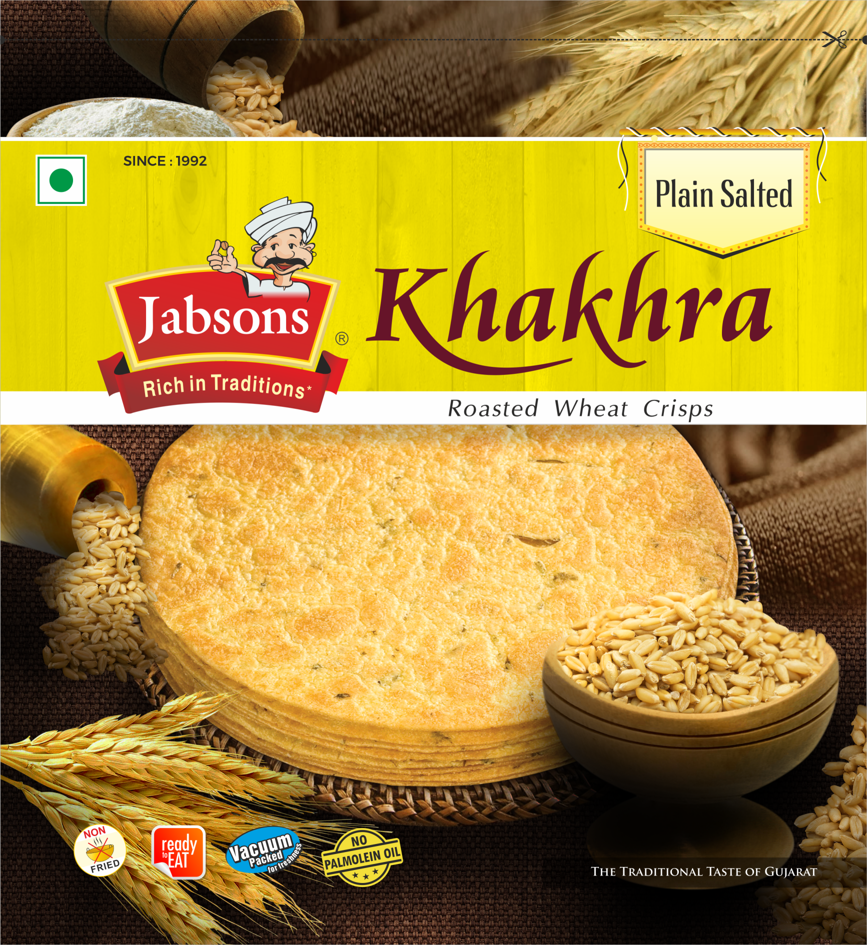 Jabsons Khakhra Plain Salted 180g