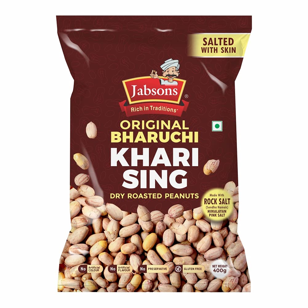 Jabsons Roasted Peanut Khari Sing with Skin 400g Bharuch